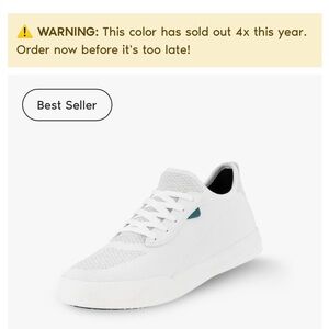 Vessi Weekend White Size 8 women’s - 100% waterproof